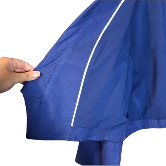 White‎ House black market blue linen blend cropped blazer - Picture 7 of 11